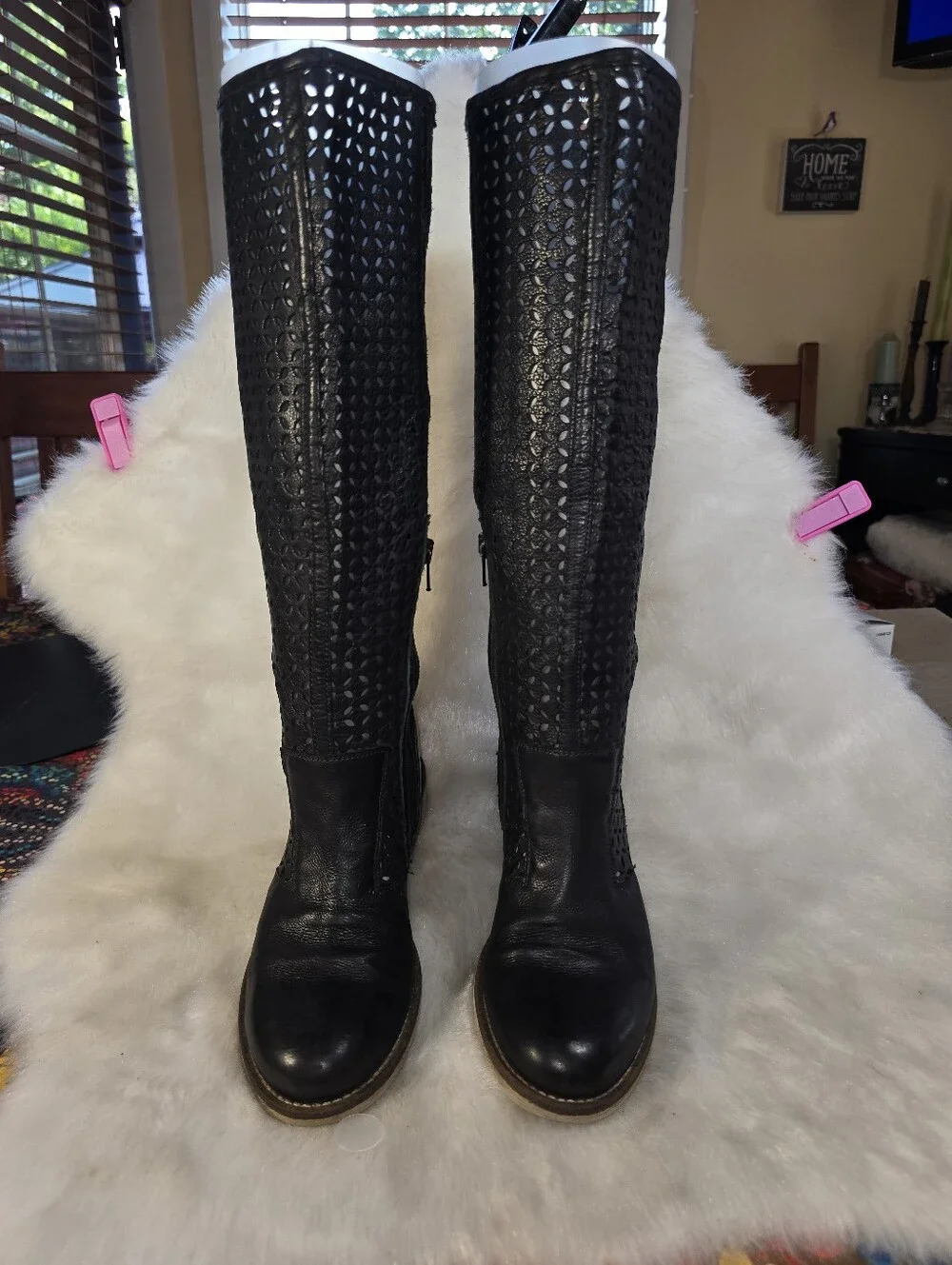 Boutique 9 Black Laser-Cut Vegan Black Leather Over-the-Knee Boots